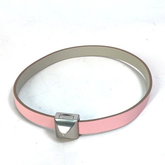 HERMES Accessories Medor Infini Double Bracelet Leather pink/Silver Unused - Picture 1 of 11